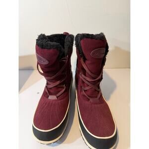 Comfortview Winter black & red Plaid Leather Boots Sz 12M Waterproof Fur lining